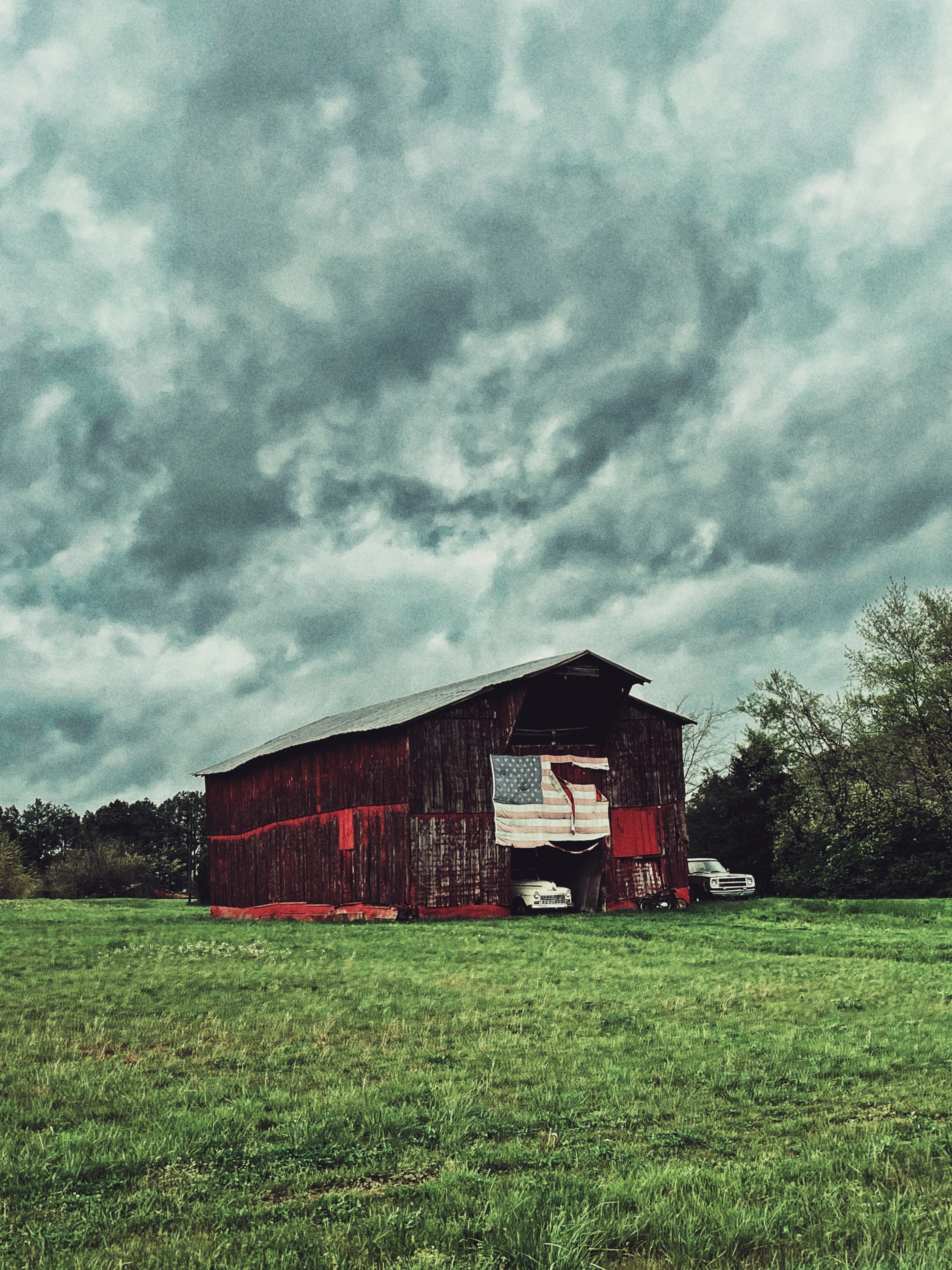 Barn with Tattered Flag